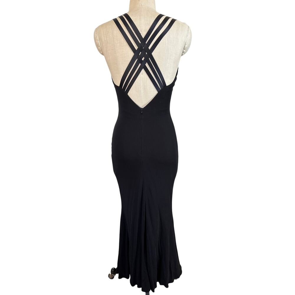 Vintage y2k Strappy Long Black Formal Fancy Dress Size 4 - Picture 3 of 7